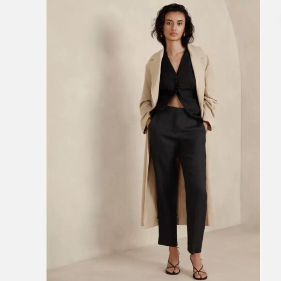 NEW Banana Republic LINA Slim LINEN Pant Size 12 Black #882894 MSRP $110 - Picture 1 of 4